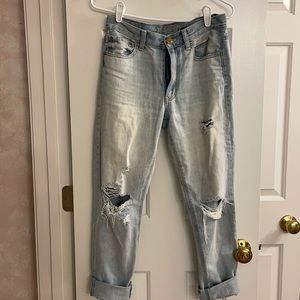 Light-Wash Vintage Hi-Rise Ripped Jeans
